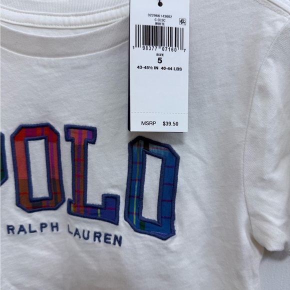 NWT Polo Ralph Lauren Little Boys Madras Logo Jersey T-Shirt, Size 5 - Picture 2 of 5